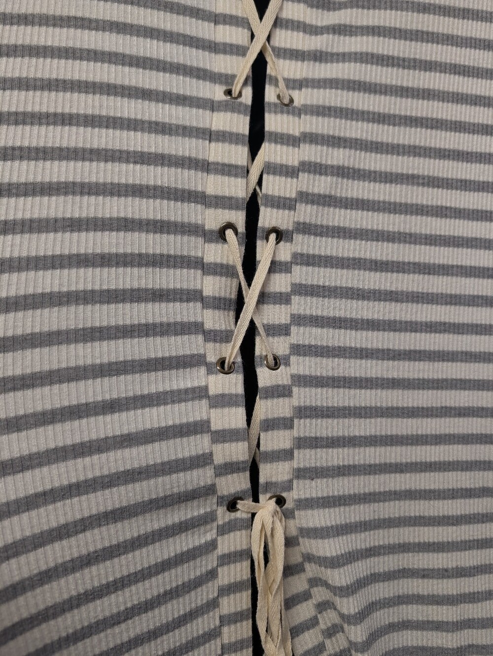 Maurices Plus Size 1 Gray White Stripe Lace Up Back Open Front Cardigan Duster - Picture 6 of 8